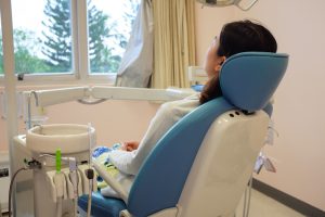 patient relaxing in dental office