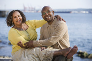 older couple embracing